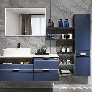 Navy Blue Lacquer Bathroom Cabinet PLWY20023