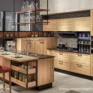 Rustic Melamine Wood Grain Kitchen Cabinets PLCC19062