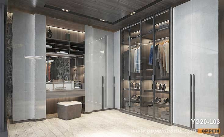 Luxury L-shaped High Gloss Hinged Wardrobe YG20-L03