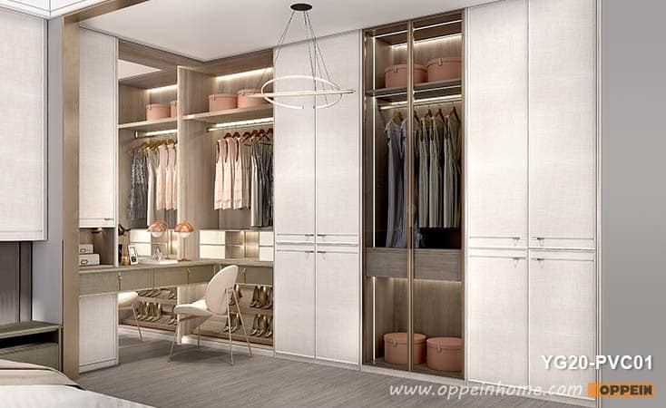 White PVC Hinged Wardrobe with Dressing Table YG20-PVC01